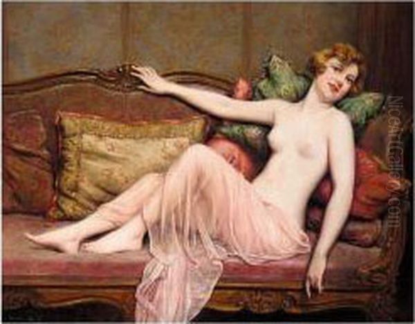 Reclining Nude Oil Painting by Francois Martin-Kavel