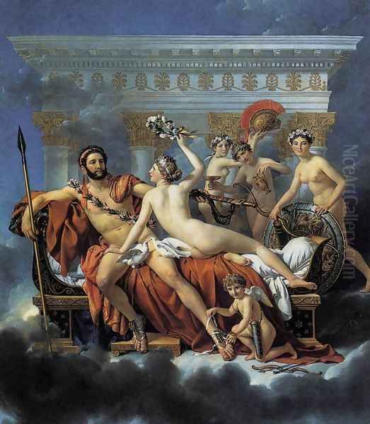 Mars Disarmed by Venus and the Three Graces 1824 Oil Painting by Jacques Louis David