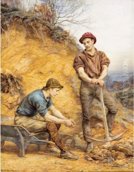 The Quarry Workers Oil Painting by Edith Martineau