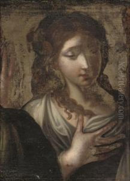 A Young Woman: A Fragment Oil Painting by Giovanni Martinelli