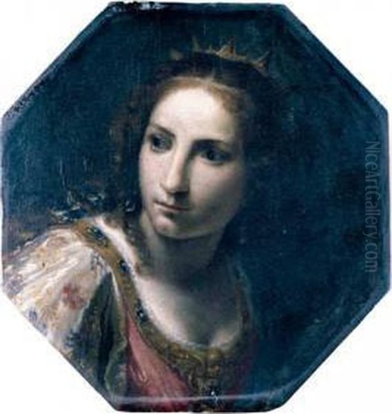 Head Of A Female Saint(?), Possibly Saint Catherine Of Alexandria Oil Painting by Giovanni Martinelli