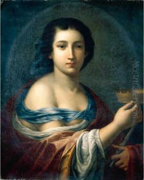 A Young Woman Holding A Crown, Possibly The Muse Melpomene Oil Painting by Giovanni Martinelli