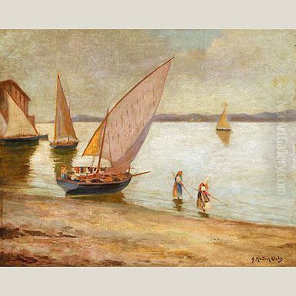 Pescadores Oil Painting by Juan Abades