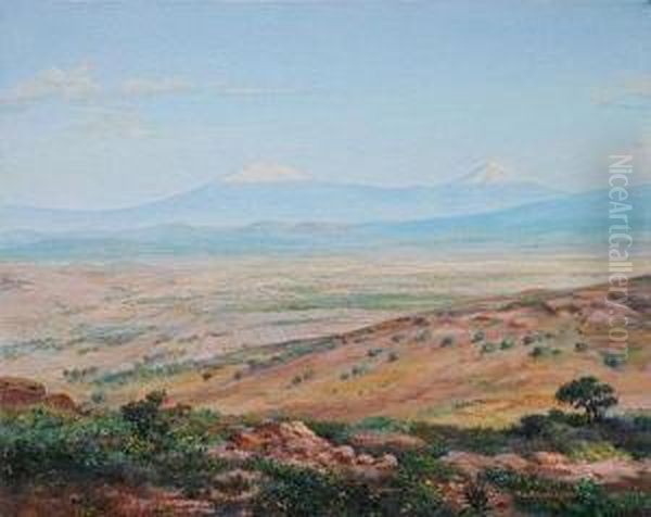 Paisaje De Volcanes Oil Painting by Isidro Martinez Colin