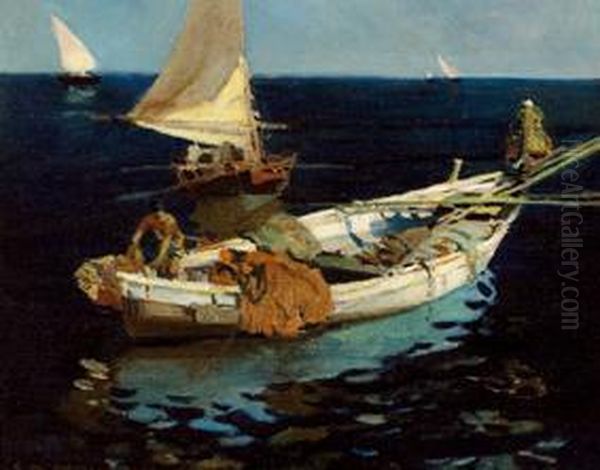 Pescadores Oil Painting by Enrique Martinez Cubells y Ruiz