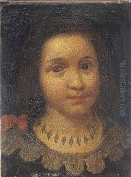 Cabeza De Nina Oil Painting by Juan Bautista Martinez del Mazo