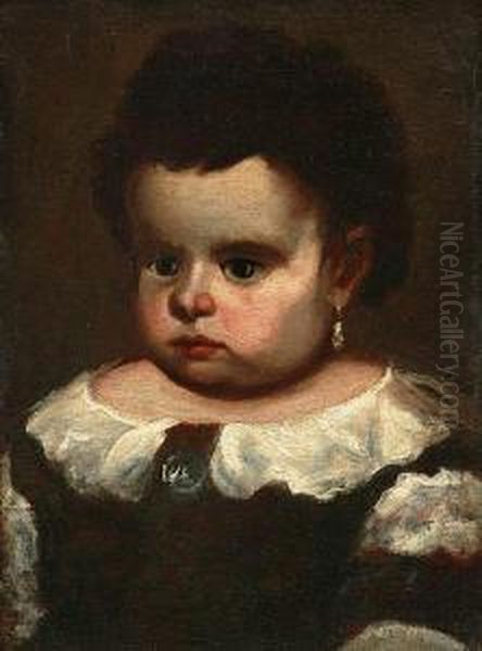 Retrato De Nina. Hija Menor Del Pintor Oil Painting by Juan Bautista Martinez del Mazo