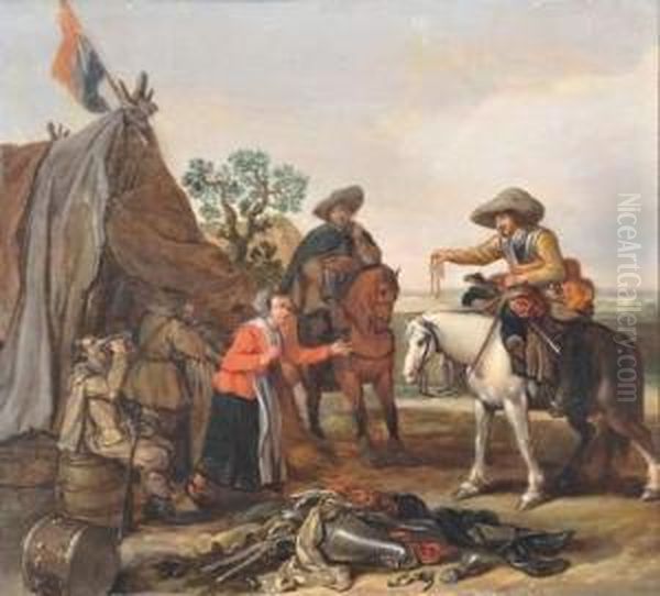 La Remise Du Collier Par Un Militaire. Oil Painting by Jan the Younger Martszen