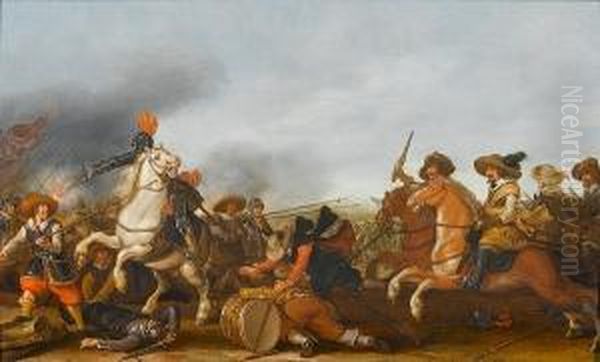 An Engagement Between Cavalry And Foot Soldiers Oil Painting by Jan the Younger Martszen