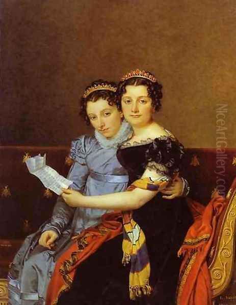 Portrait of Charlotte and Zenaide Bonaparte Oil Painting by Jacques Louis David