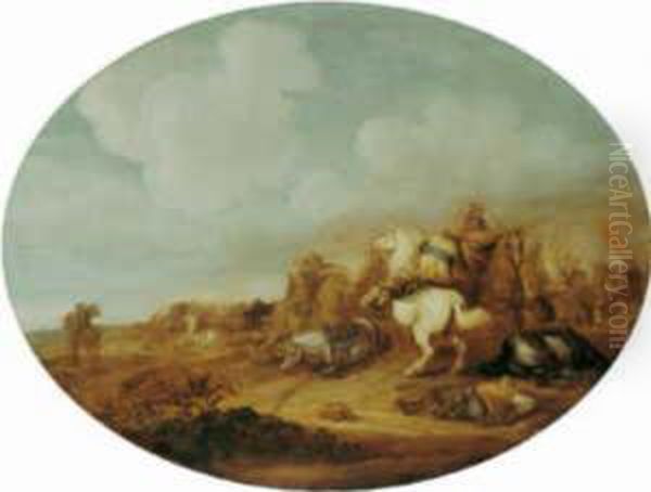 Reitertreffen Oil Painting by Jan the Younger Martszen