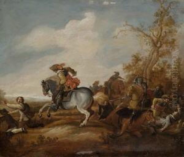 Reitergefecht Oil Painting by Jan the Younger Martszen