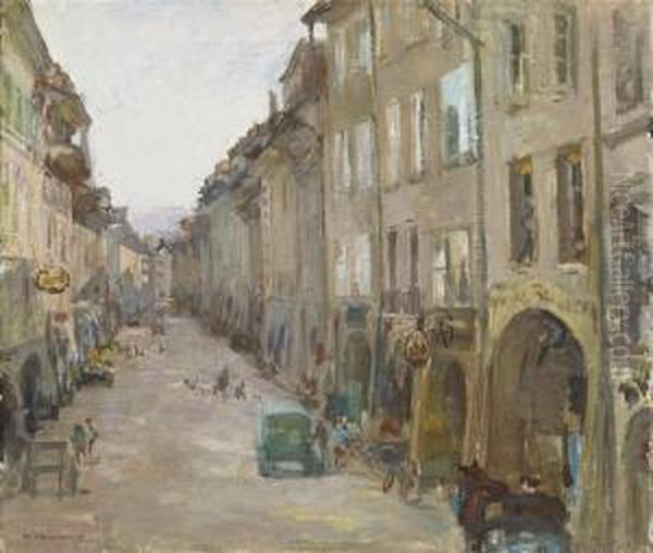 Metzgergasse In Bern Oil Painting by Alfred Marxer