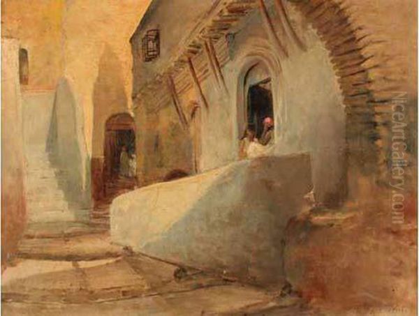 Kasbah D' Alger. 1877 Oil Painting by Numa Marzocchi de Belluci