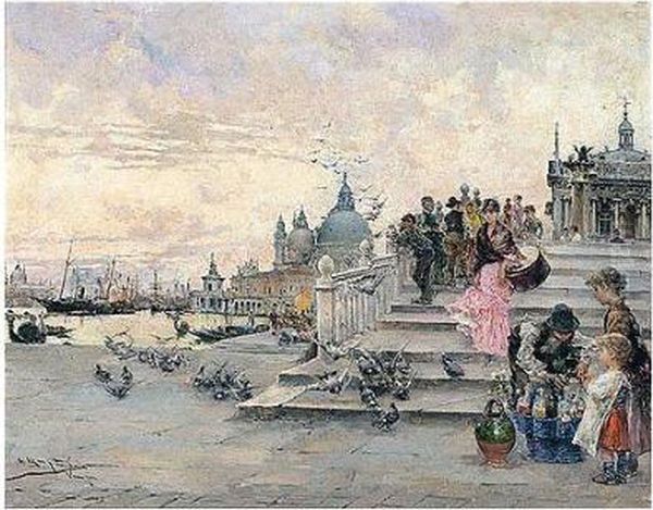 Vista De Venecia (view Of Venice) Oil Painting by Arcadio Mas Y Fondevila