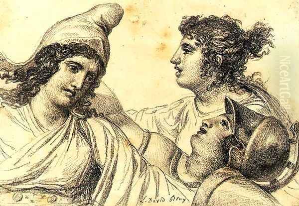 Paris with Juno and Minerva Oil Painting by Jacques Louis David