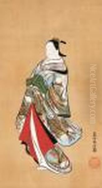 Courtesan Oil Painting by Okumura Masanobu