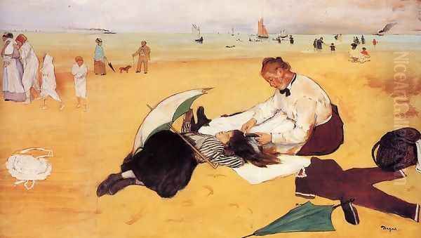 Beach Scene Oil Painting by Edgar Degas