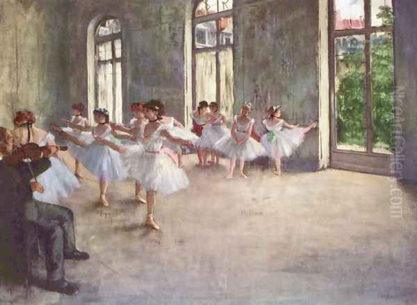 Ballet Rehearsal, 1873 Oil Painting by Edgar Degas