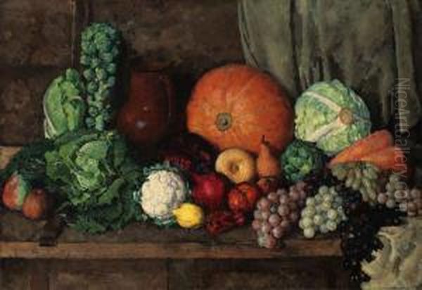 Still-life With Fruit And Vegetables Oil Painting by Ilya Ivanovich Mashkov