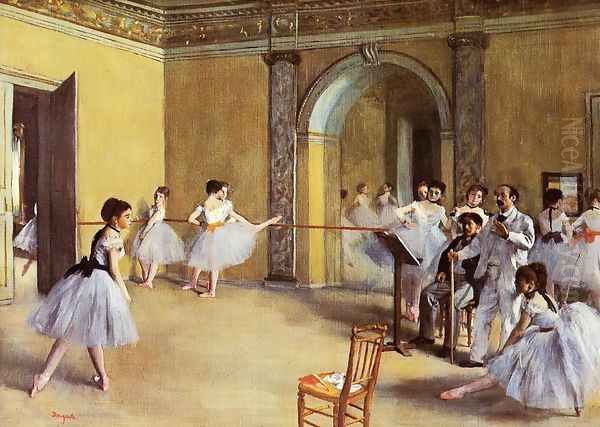 Dance Class at the Opera, rue Le Peletier Oil Painting by Edgar Degas