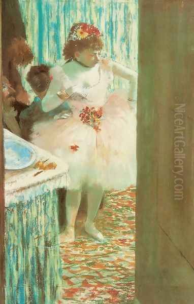 Ballet Dancer in Her Dressing Room Oil Painting by Edgar Degas