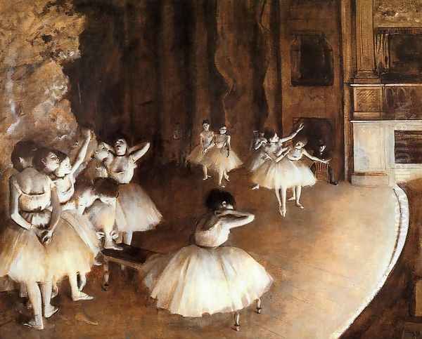 The Ballet Rehearsal on Stage Oil Painting by Edgar Degas