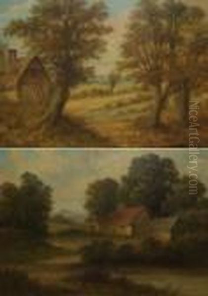 Suffolk Landscapes With Cottages Oil Painting by Christopher Mark Maskell