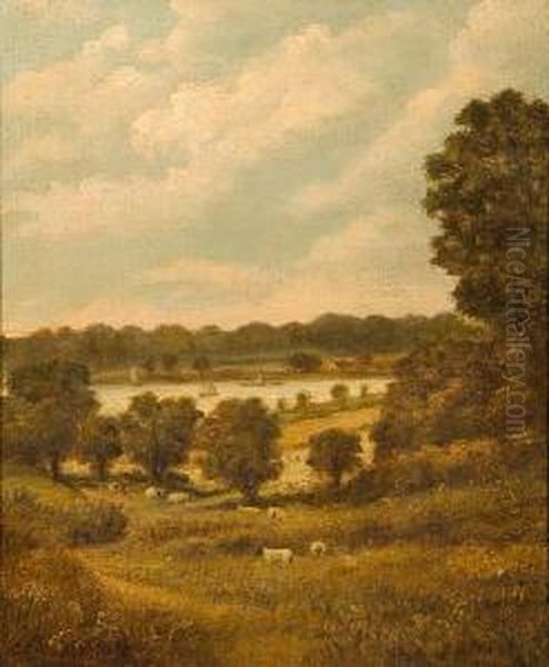 Downham Reach On The Orwell Oil Painting by Christopher Mark Maskell