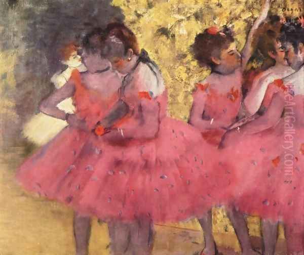 Dancers in Pink Oil Painting by Edgar Degas