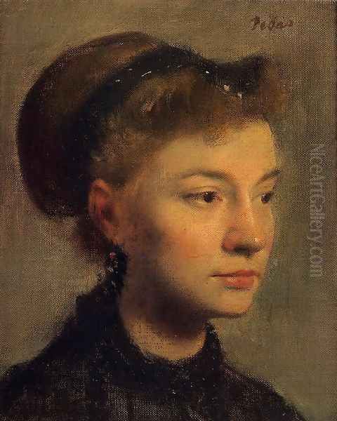 Head Of A Young Woman Oil Painting by Edgar Degas