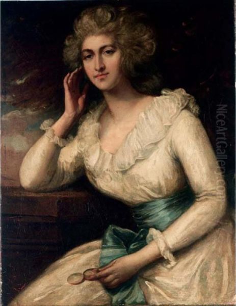 A Portrait Of A Lady Oil Painting by John James Masquerier