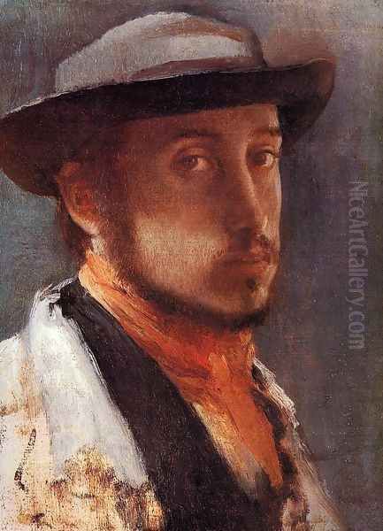 Self-Portrait in a Soft Hat Oil Painting by Edgar Degas