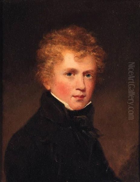 Portrait Of Charles Windham Humphreys, Small Quarter-length, In Ablack Coat And Stock Oil Painting by John James Masquerier