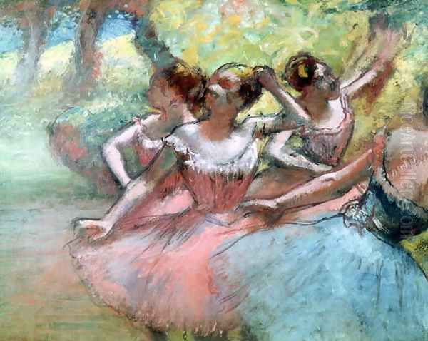 Four ballerinas on the stage Oil Painting by Edgar Degas