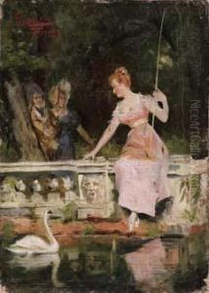 Passeggiata Romantica Oil Painting by Pompeo Massini