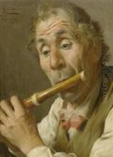 The Flute Player Oil Painting by Pompeo Massini