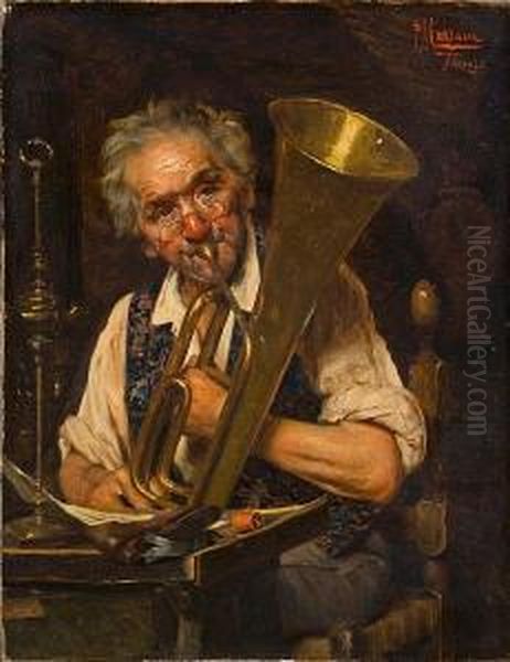 The Happy Musician Oil Painting by Pompeo Massini