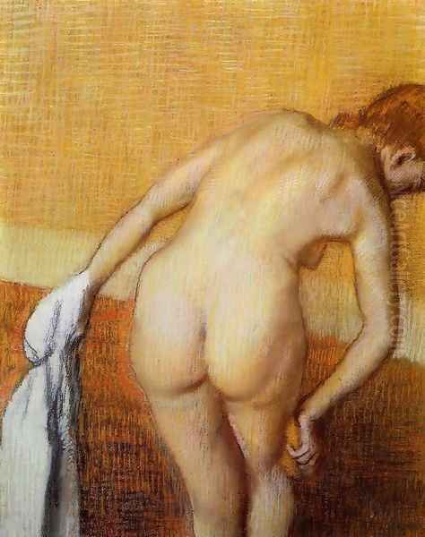 Woman Having a Bath Oil Painting by Edgar Degas