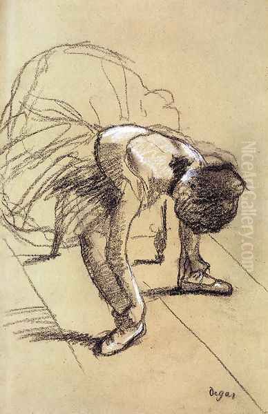 Seated Dancer Adjusting Her Shoes Oil Painting by Edgar Degas