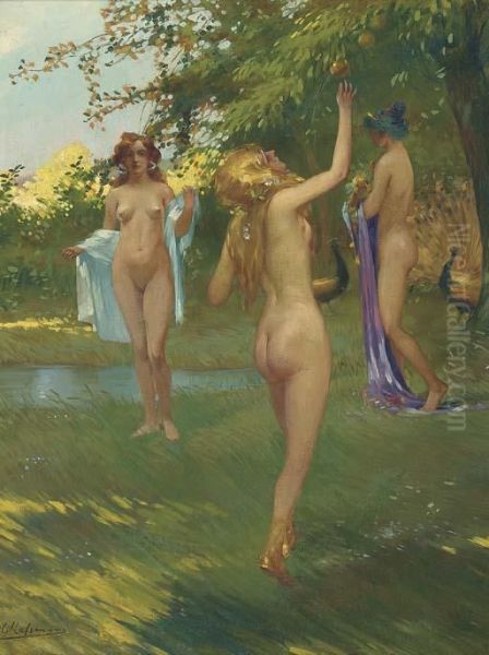 Three Graces Oil Painting by Carl Massmann