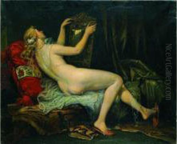 Femme Au Miroir Oil Painting by Benedict Masson