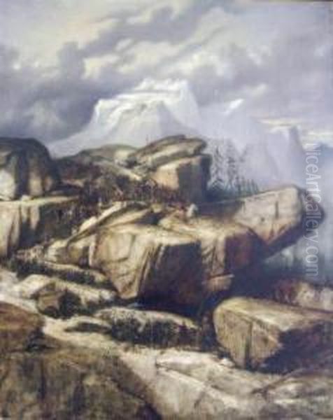 Il Passaggio Dell'armata Oltre Le Alpi Oil Painting by Benedict Masson