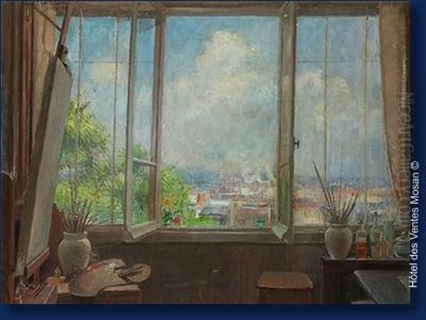 Vue Depuis L'atelier A Paris Oil Painting by Edouard Masson