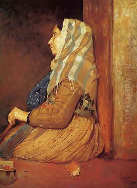 A Roman Beggar Woman Oil Painting by Edgar Degas