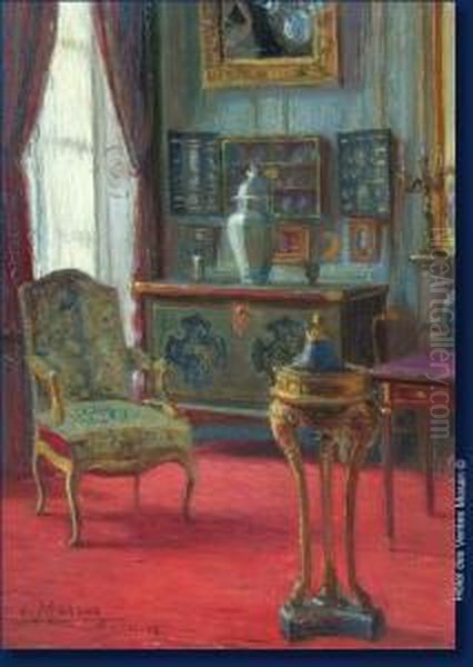 Interieur Bourgeois A Paris Oil Painting by Edouard Masson