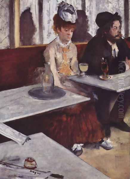 In a Cafe (The Absinthe Drinker) 1875-76 Oil Painting by Edgar Degas