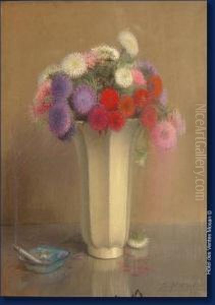 Nature-morte Au Bouquet Et Au Cendrier Oil Painting by Edouard Masson