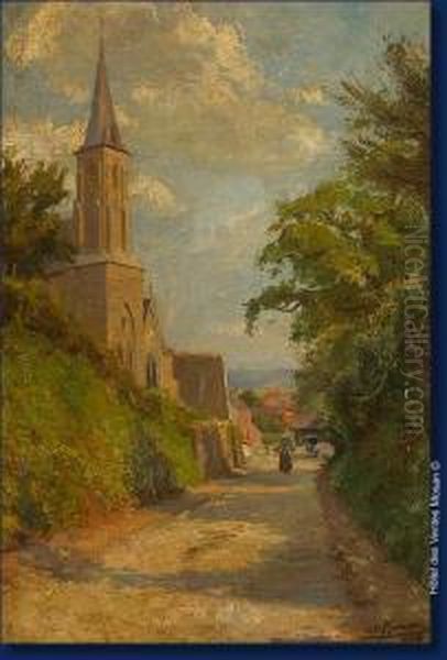 Paysage A L'eglise Oil Painting by Edouard Masson