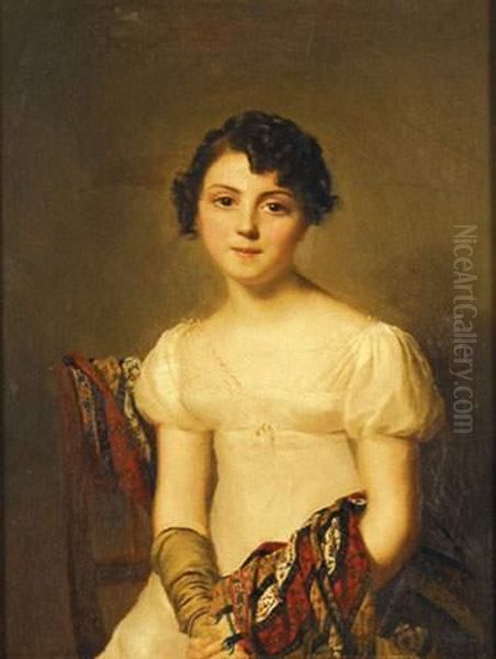 Massot, ,portrait D'andrienne Cheneviere Oil Painting by Firmin Massot